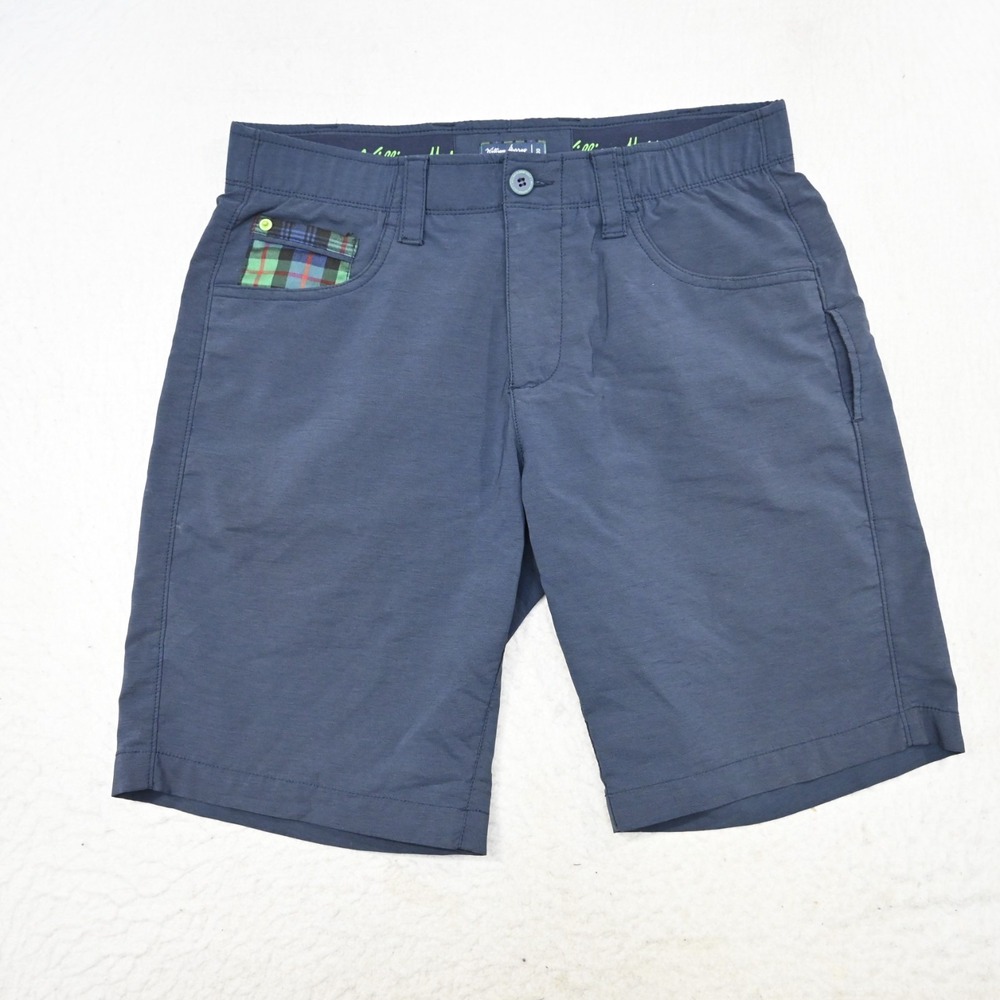 William Murray Golf Shorts Blue Performance Flat Straight Fit Chino Mens 30 x 9"